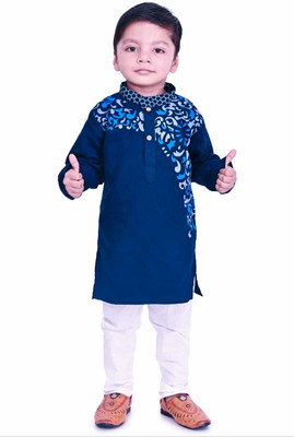 SASTREY Boys Festive & Party Kurta and Pyjama Set(Blue Pack of 1)