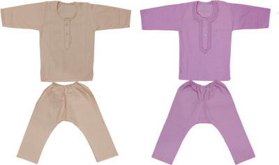 LOVO Boys & Girls Casual Kurta and Pyjama Set(Multicolor Pack of 2)