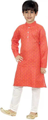 Vanraj Boys Festive & Party Kurta and Pyjama Set(Red Pack of 1)