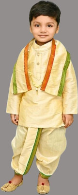 Oxipittal Club Boys Festive & Party Kurta and Dhoti Pant Set(Gold Pack of 1)