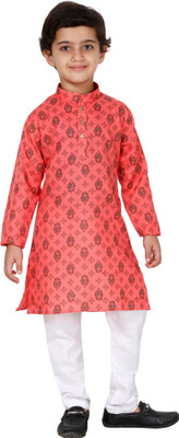 Fourfolds Boys Casual Kurta and Pyjama Set(Light Green Pack of 1)