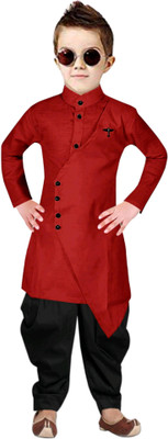 TRUST OUS Boys Festive & Party Kurta and Dhoti Pant Set(Red Pack of 1)