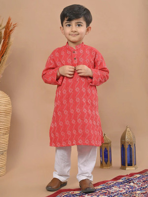 Sangria Boys Festive & Party Kurta and Pyjama Set(Red Pack of 1)