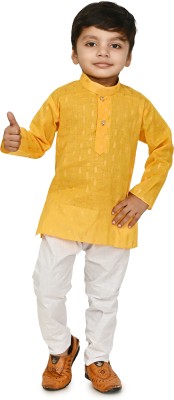 Zenat Boys Festive & Party Kurta and Pyjama Set(Yellow Pack of 1)