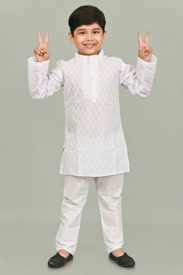 NFC FASHIONS Boys Casual Kurta and Pyjama Set(White Pack of 1)