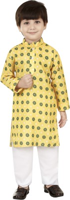 VISHESTA Boys Festive & Party Kurta and Pyjama Set(Yellow Pack of 2)