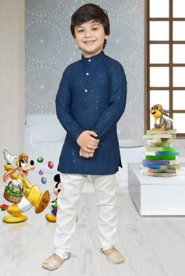 Go Berry Boys Festive & Party Kurta and Pyjama Set(Multicolor Pack of 1)