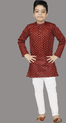 Oxipittal Club Boys Casual Kurta and Dhoti Pant Set(Maroon Pack of 1)