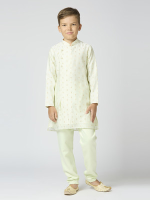 Tasrika Baby Boys Festive & Party Kurta and Pyjama Set(Light Green Pack of 1)