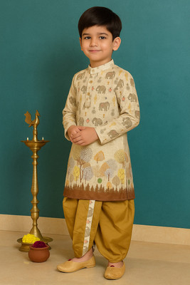 NFC CREATION Boys Festive & Party, Wedding Kurta and Dhoti Pant Set(Beige Pack of 1)