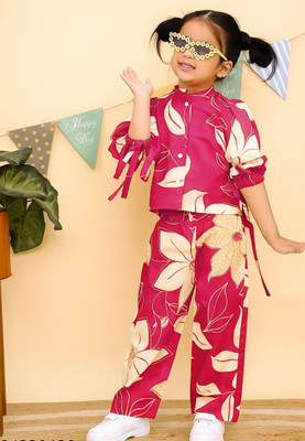 DHYANENTERPRIS Girls Casual Kurta and Pyjama Set(Pink Pack of 1)