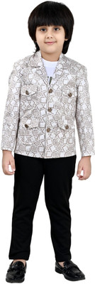 FANCYETHNIC Boys Festive & Party Blazer, Shirt and Trouser Set(Maroon Pack of 1)