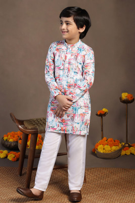 Tasrika Boys Festive & Party Kurta and Pyjama Set(Multicolor Pack of 1)