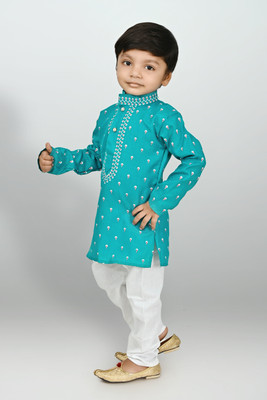 COSMOS ART ENTERPRISE Boys Festive & Party Kurta and Pyjama Set(Green Pack of 1)