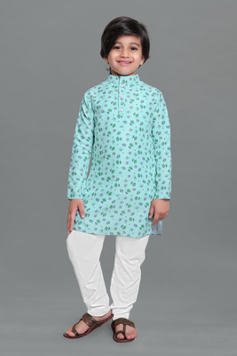 Mirrow Trade Boys Festive & Party Kurta and Pyjama Set(Blue Pack of 1)