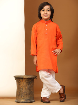 PRO ETHIC Boys Festive & Party Kurta and Pyjama Set(Orange Pack of 1)