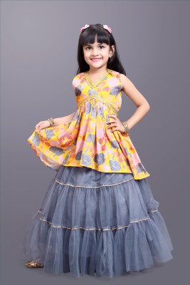 satyamfab Girls Festive & Party Kurta and Skirt Set(Yellow Pack of 1)