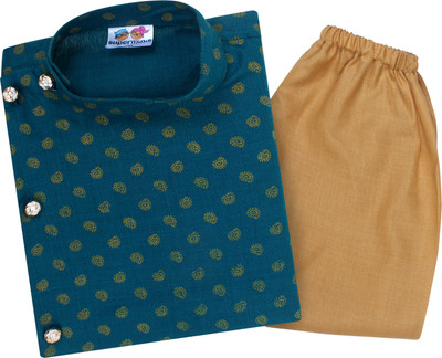 Superminis Baby Boys Festive & Party Kurta and Pyjama Set(Green Pack of 1)