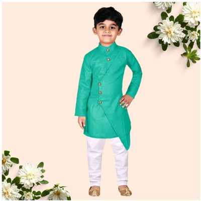 VC FASHION HUB Baby Boys Festive & Party Kurta and Pyjama Set(Green Pack of 1)