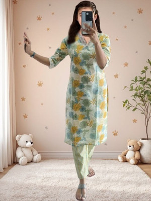 Mitukart Girls Casual Dupatta and Pyjama Set(Green Pack of 1)
