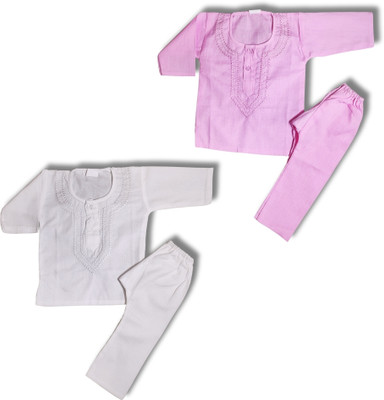 HouseOfCommon Baby Boys Casual Kurta and Pyjama Set(Multicolor Pack of 2)