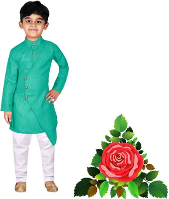 VDC CREATIONS Baby Boys Festive & Party Kurta and Pyjama Set(Green Pack of 1)
