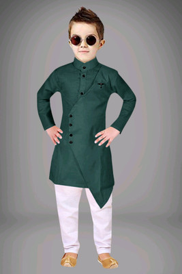 TRUST OUS Boys Festive & Party Kurta and Churidar Set(Green Pack of 1)