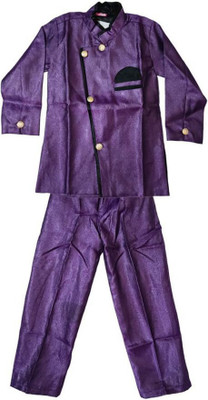 stylelife Boys Festive & Party Kurta and Trouser Set(Purple Pack of 1)