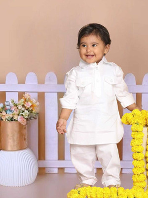 MODINA ENTERPRISE Boys Casual Kurta and Pyjama Set(White Pack of 1)