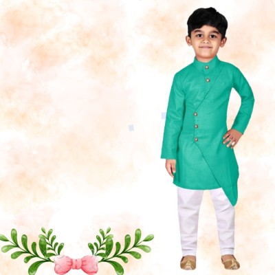 V FASHION HUB Baby Boys Festive & Party Kurta and Pyjama Set(Green Pack of 1)