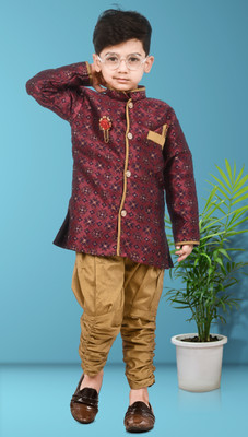 SUPER ART CREATION Boys Festive & Party Sherwani and Churidar Set(Maroon Pack of 1)