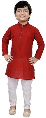 VC FASHION HUB Baby Boys Festive & Party Kurta and Pyjama Set(Maroon Pack of 1)