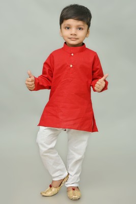 sahil collection Baby Boys Festive & Party Kurta and Churidar Set(Red Pack of 1)