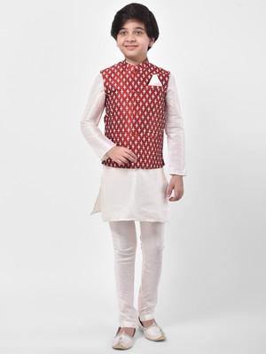 DEYANN Boys Festive & Party Kurta and Churidar Set(Red Pack of 1)