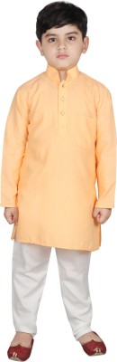 SG YUVRAJ Boys Festive & Party, Casual Kurta and Pyjama Set(Orange Pack of 1)