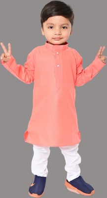 HouseOfCommon Boys Festive & Party Kurta and Pyjama Set(Pink Pack of 1)