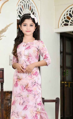 Various Vault Girls Casual Kurta and Pyjama Set(Pink Pack of 1)