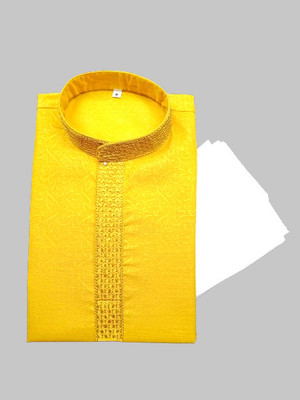 Eliq Boys Festive & Party, Wedding Kurta and Pyjama Set(Yellow Pack of 1)