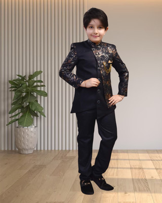 Zolario Boys Festive & Party Kurta and Pyjama Set(Blue Pack of 1)