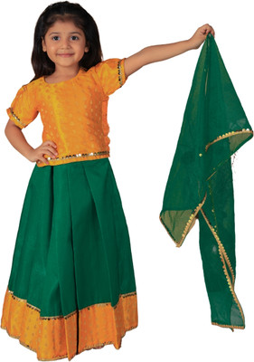Vaanee Designz Baby Girls Festive & Party Top and Skirt Set(Green Pack of 1)