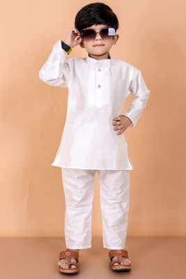 Calcutta Mart Baby Boys Festive & Party, Wedding Kurta and Pyjama Set(White Pack of 1)