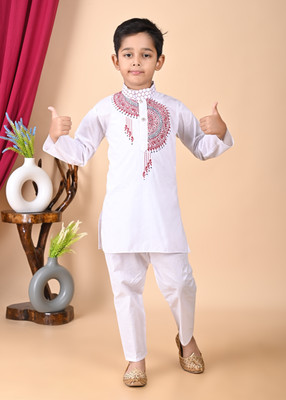SYENTERPRISE Boys Festive & Party Kurta and Dhoti Pant Set(White Pack of 1)