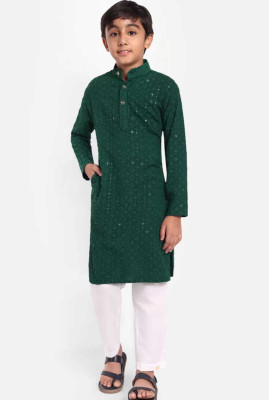 VADLI FASHION Boys Festive & Party Kurta and Pyjama Set(Green Pack of 1)