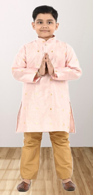 Smuktar garments Boys Festive & Party Kurta and Pyjama Set(Pink Pack of 2)