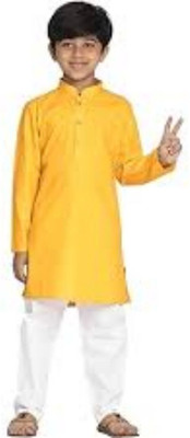VC FASHION HUB Baby Boys Festive & Party Kurta and Pyjama Set(Yellow Pack of 1)