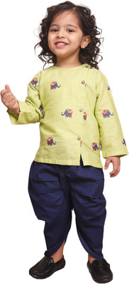 POLKA TOTS Baby Boys Festive & Party Angarkha and Dhoti Pant(Green Pack of 1)