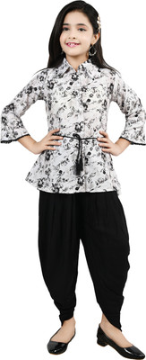 Kidotsav Baby Girls Festive & Party Kurta and Dhoti Pant Set(Black Pack of 2)