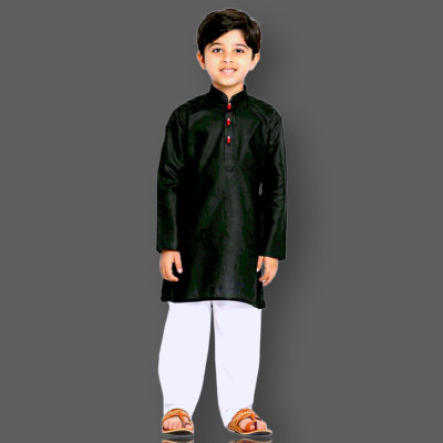 FMSE Boys Festive & Party Kurta and Pyjama Set(Black Pack of 1)