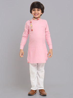 RCENSA Boys Festive & Party Kurta and Pyjama Set(Pink Pack of 1)