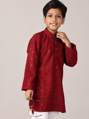 V-MART Boys Casual Kurta and Pyjama Set(Red Pack of 1)